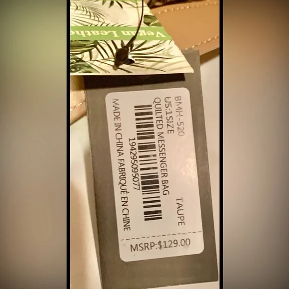 SOLD NWT Badgley Mischka Quilted Messenger Vegan Leather bag  in Taupe - Picture 13 of 14